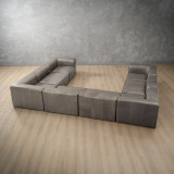 Havenwood Modular Leather U-Shape Couch - Shadow Ash - 6