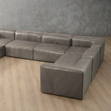 Havenwood Modular Leather U-Shape Couch - Shadow Ash - 7