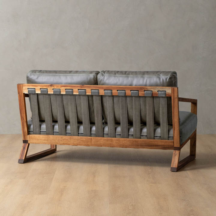 Clarens 2-Seater Leather Couch - Blackwood - Pepper - 5