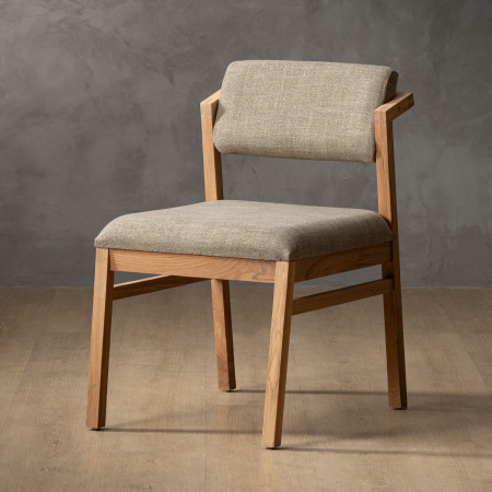 Jozi Fabric Dining Chair - Oak - Juniper Taupe