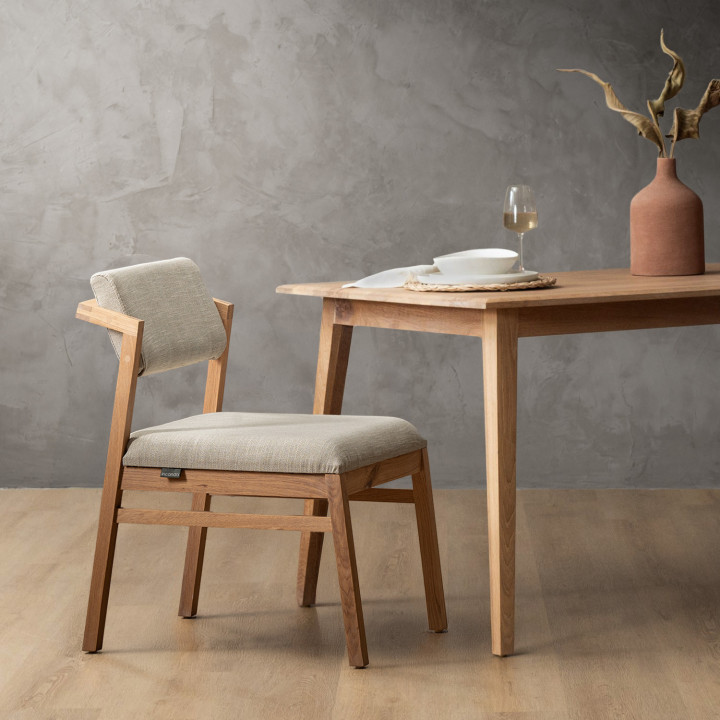 Jozi Fabric Dining Chair - Oak - Juniper Stone - 2