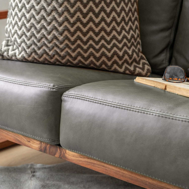 Clarens 2-Seater Leather Couch - Blackwood - Pepper - 6