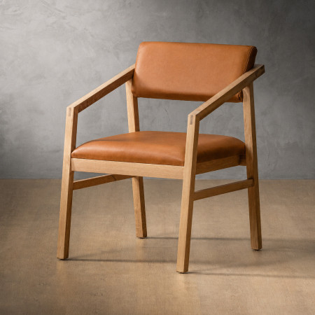 Demo - Jozi Leather Carver Chair - Oak - Ginger - 1