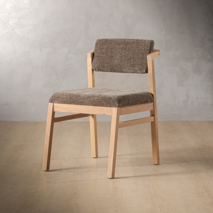 Jozi Fabric Dining Chair - Oak - Fossil Wave - 1