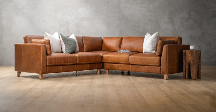 Suterland Leather Corner Couch Cinnamon