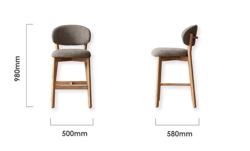 Coraline Fabric Dining Chair Fossil Dimensions