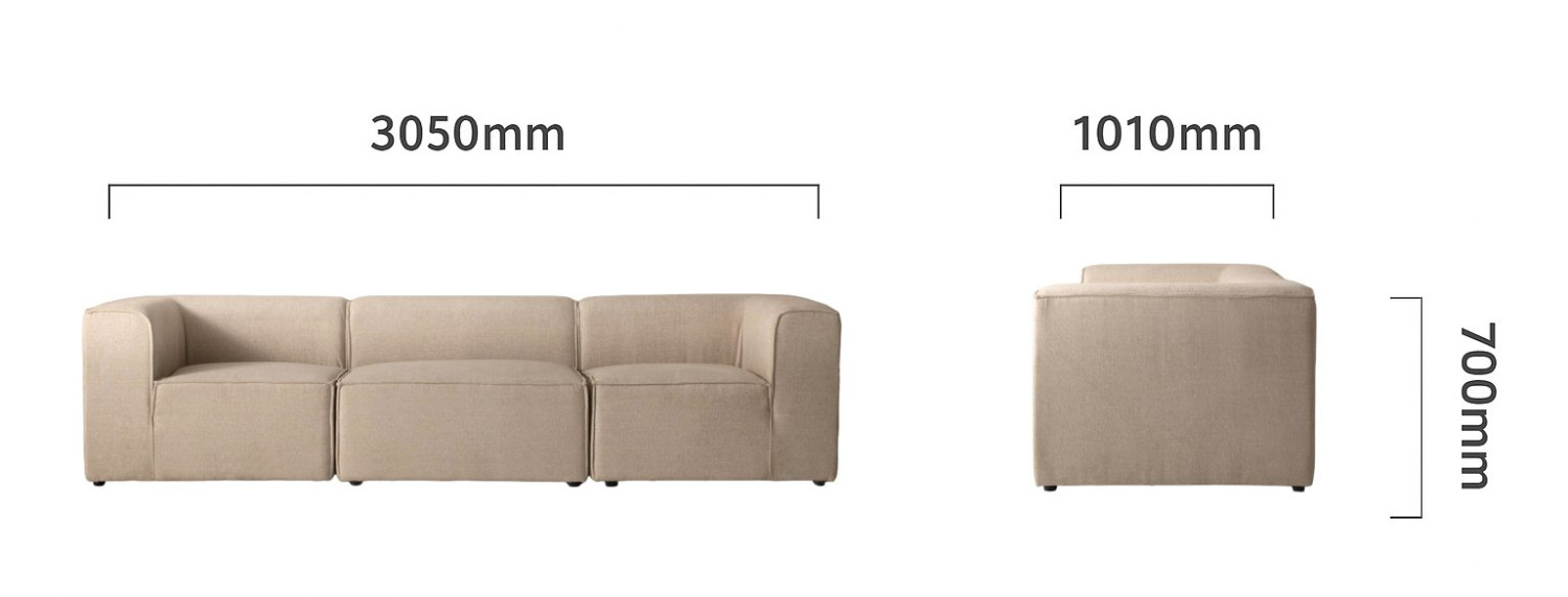 Havenwood 4-Seater Couch in Latte dimensions