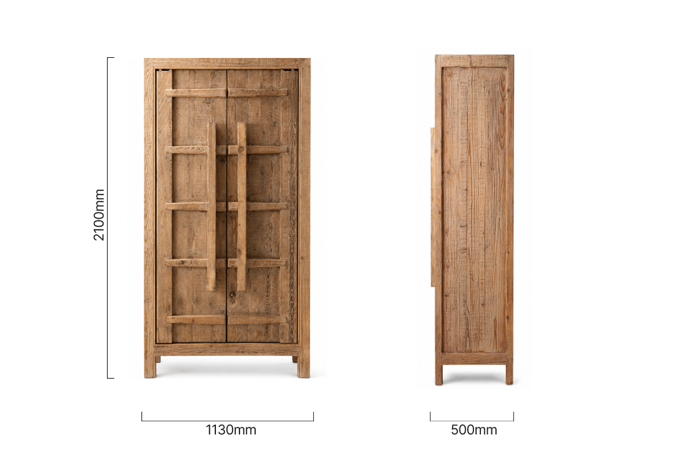 Elderweave Storage Unit - Grey Wash Dimensions