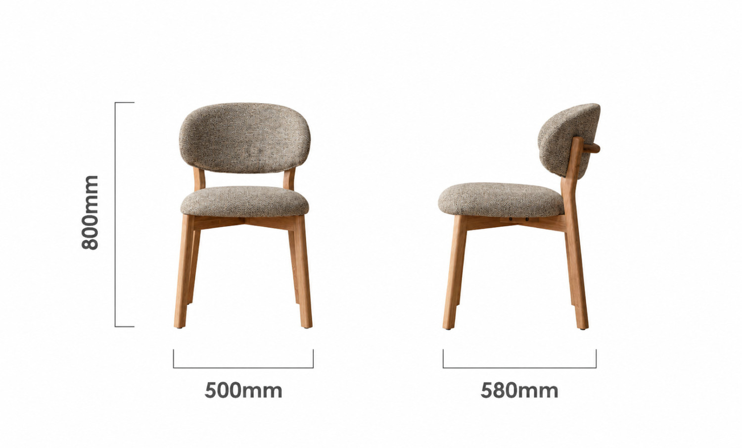 Coraline Fabric Dining Chair Fossil Dimensions