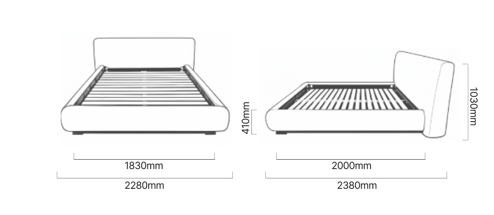 Eminence Bed –Sandstone-King XL-Dimensions
