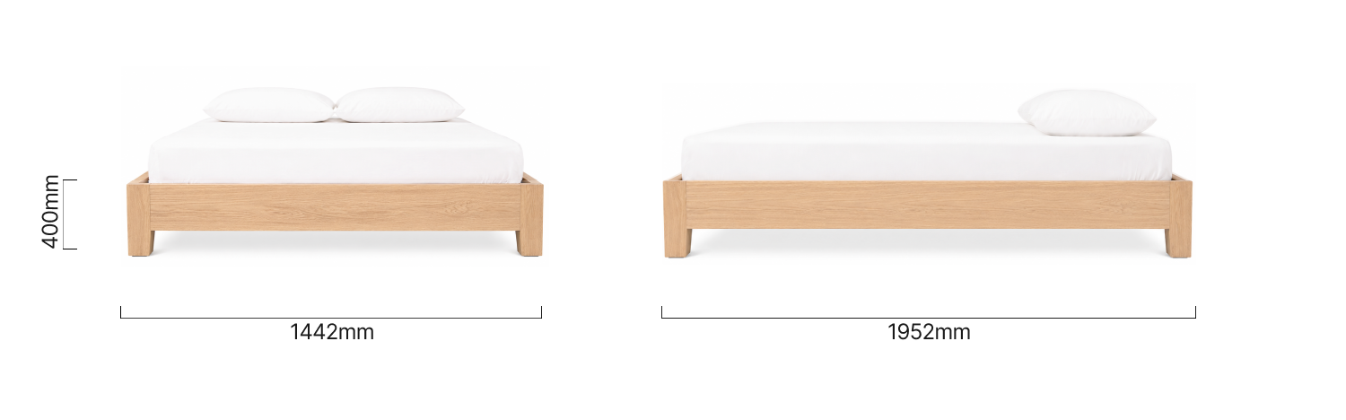 Adara Bed Base Double Oak Dimensions