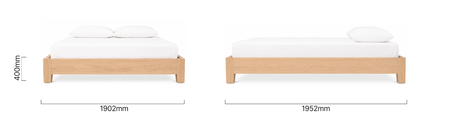 Adara Bed Base King Oak Dimensions