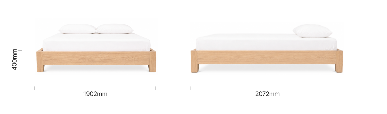 Adara Bed Base King XL Oak Dimensions