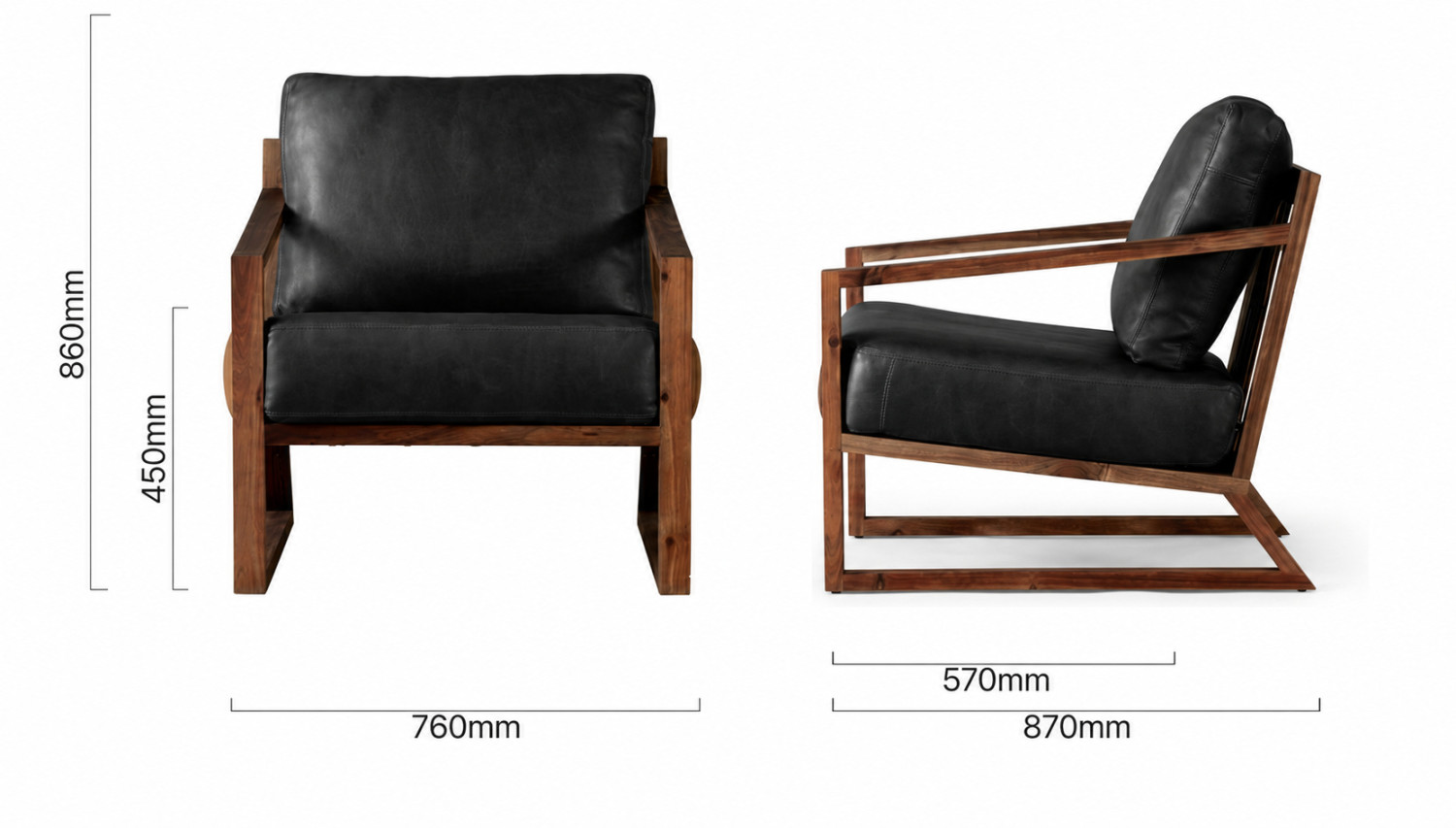 Clarens Leather Armchair Blackwood Black