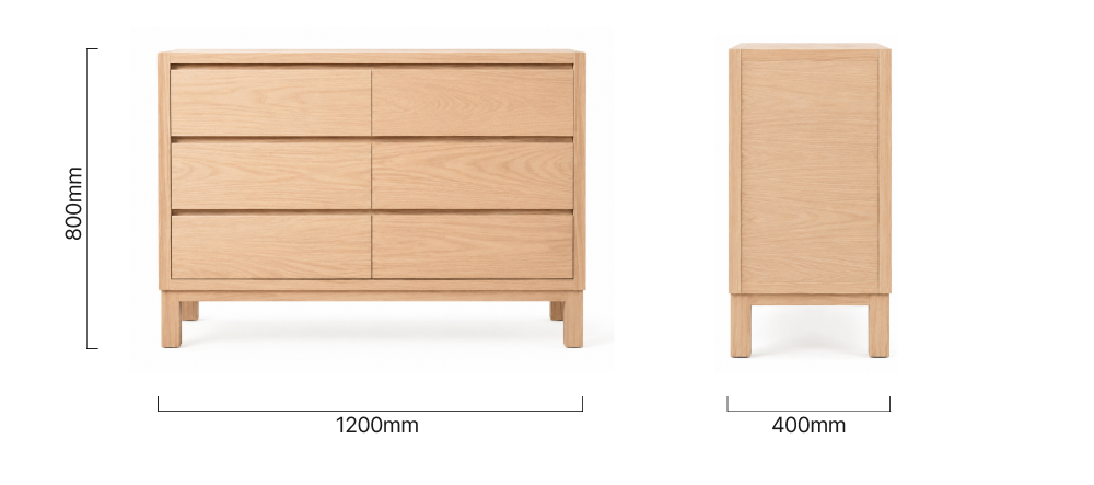 Linear Chest of Drawers Oak Dimensions