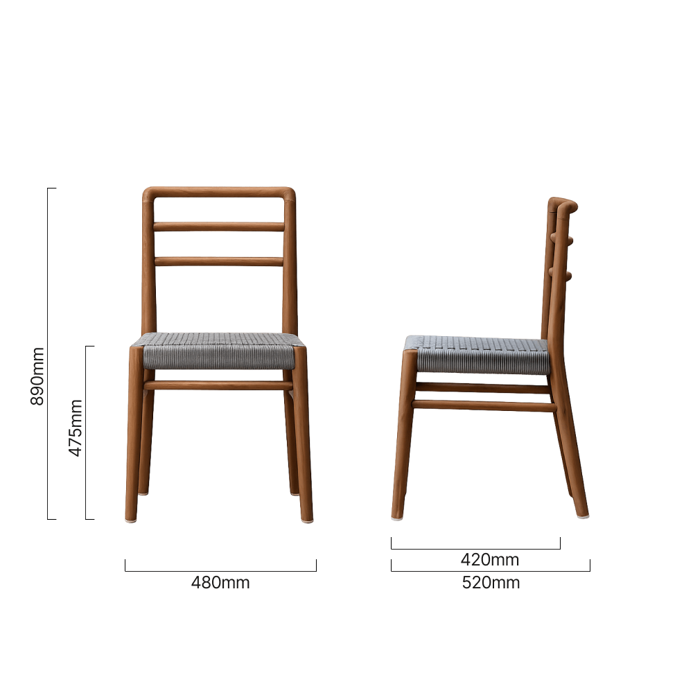 Sawyer Dining Chair Grey Dimensions