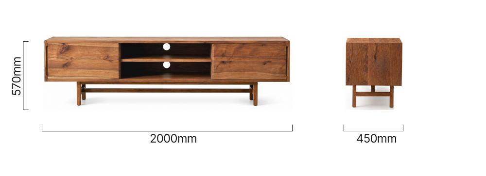Stellenberg TV Unit – 2.0m – Blackwood Dimensions