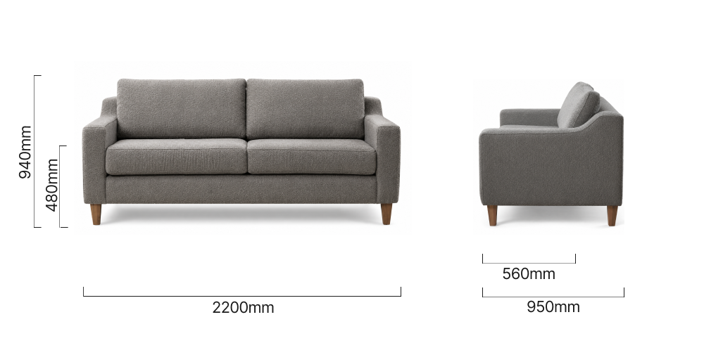 Douglas 3-Seater Fabric Couch Dove Grey