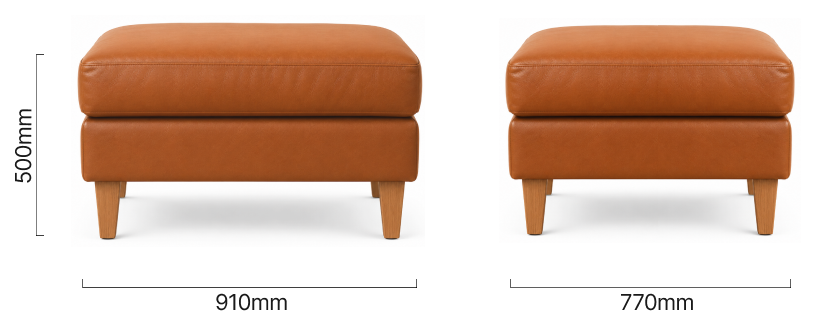Douglas Leather Ottoman Ginger Dimensions