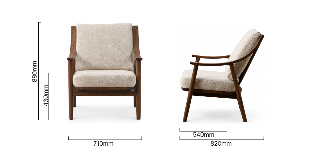 Mariclaire Armchair - Monarch Luna Dimensions