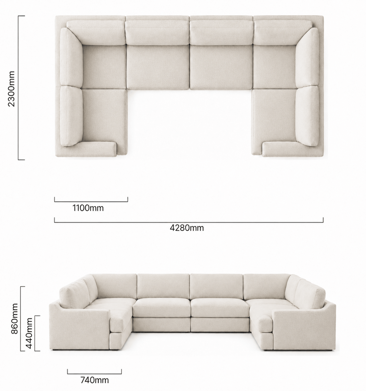 Windermere U-Shape Modular Couch Latté