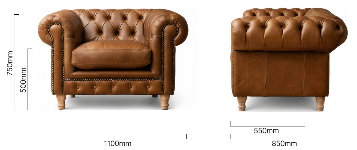 Chesterfield Leather Armchair Butterscotch