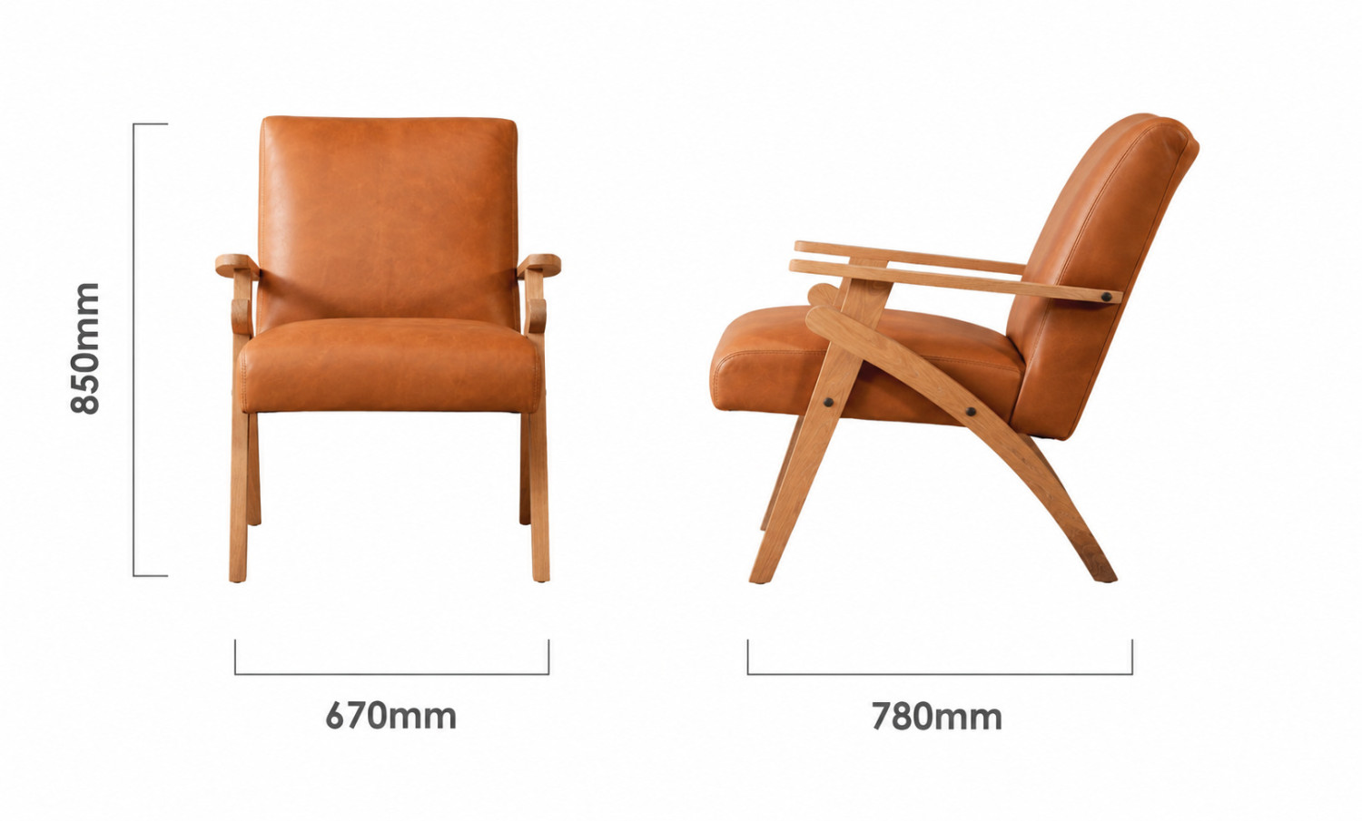 Gariep Leather Armchair Oak Ginger