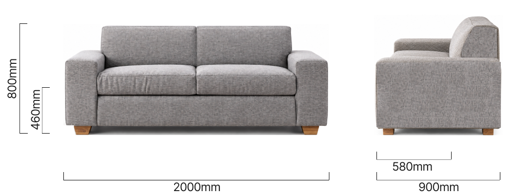 Karoo 2 Seater Sleeper Couch Steel Dimensions