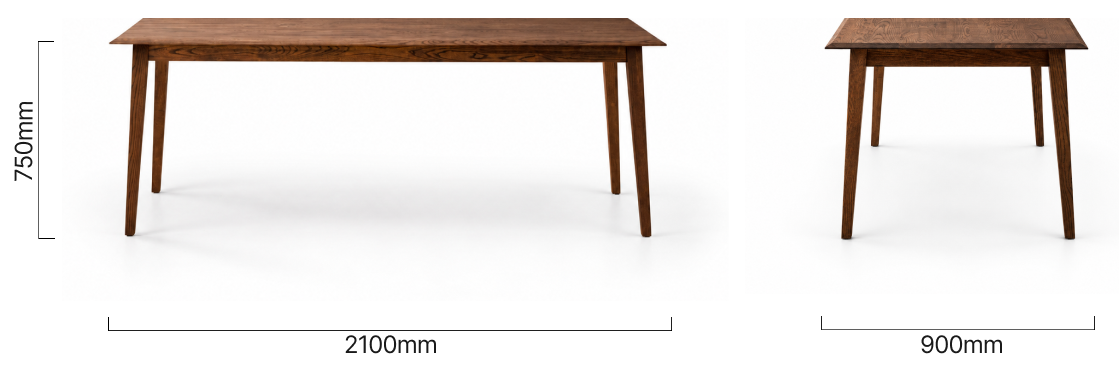 Dining Table 2.1m Ash Dimensions