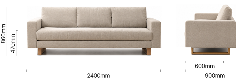 Clarkson 3 Seater Fabric Couch - Dusted Taupe