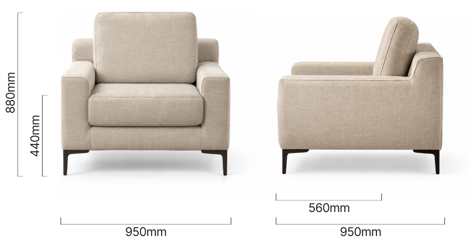 Tulbagh Fabric Armchair Dimensions