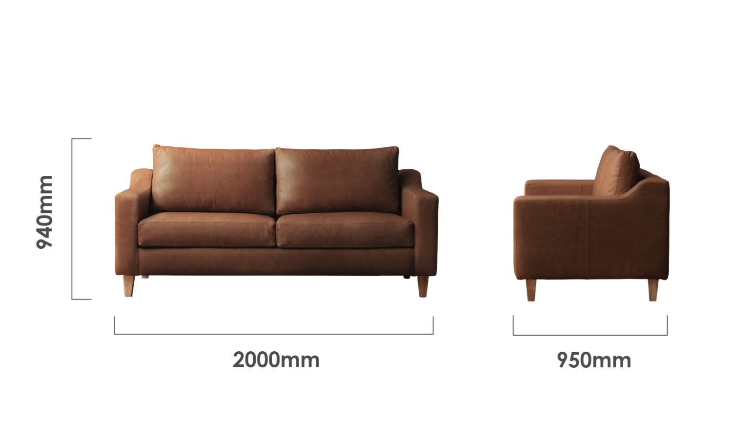 Douglas 2m Leather Couch Dimensions