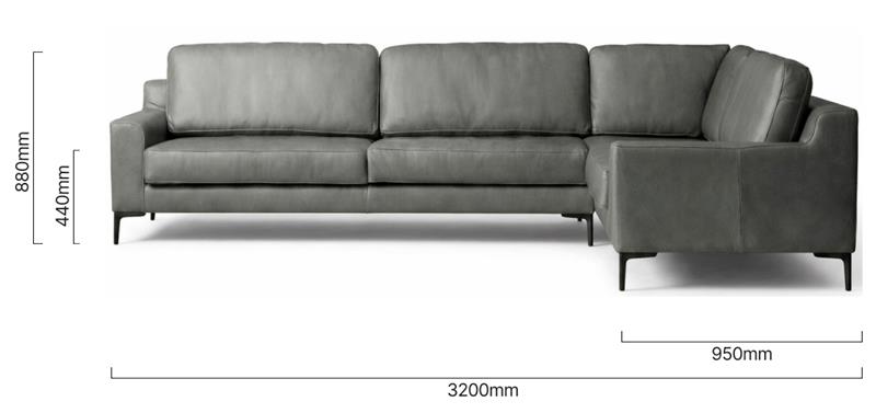 Tulbagh Leather Corner Couch Right – Pepper Dimensions