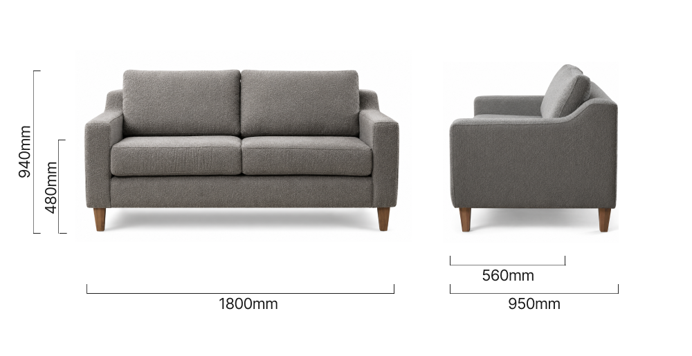 Douglas 2-Seater Fabric Couch Dove Grey