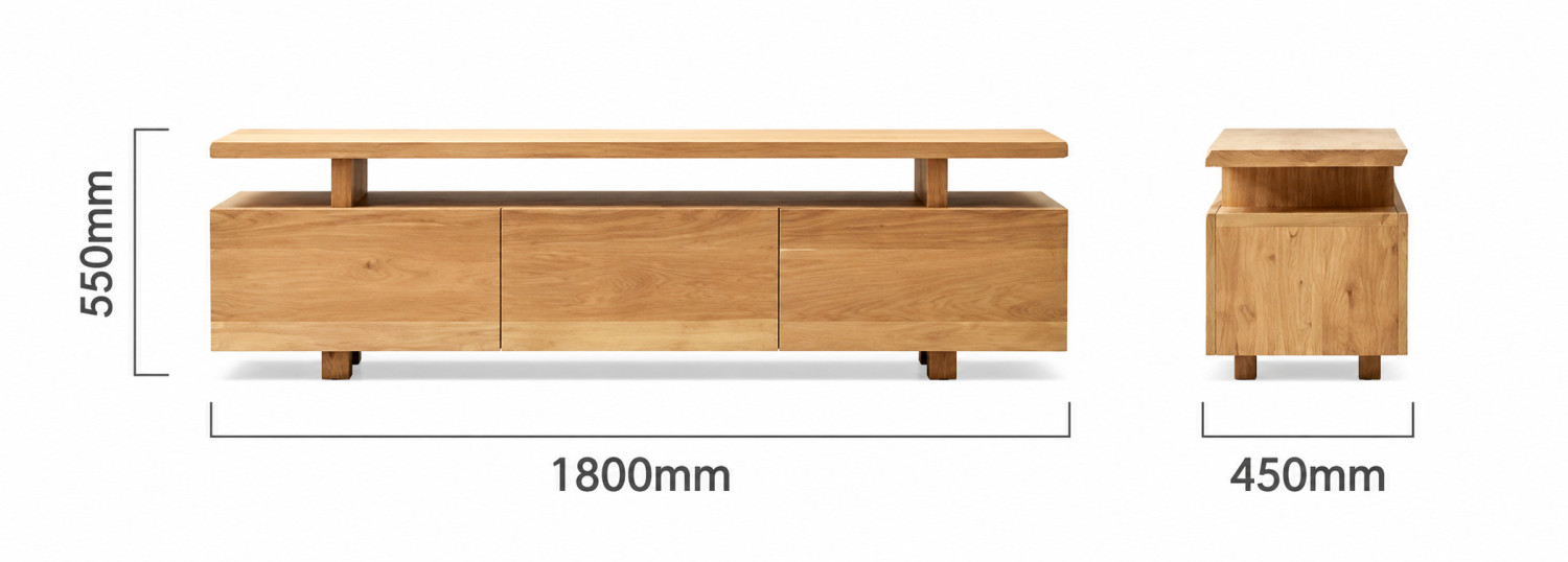 Franschhoek TV Unit Oak 1.8m Dimensions