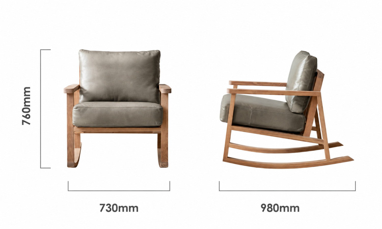 Arabella Rocking Chair Oak Pepper Dimensions