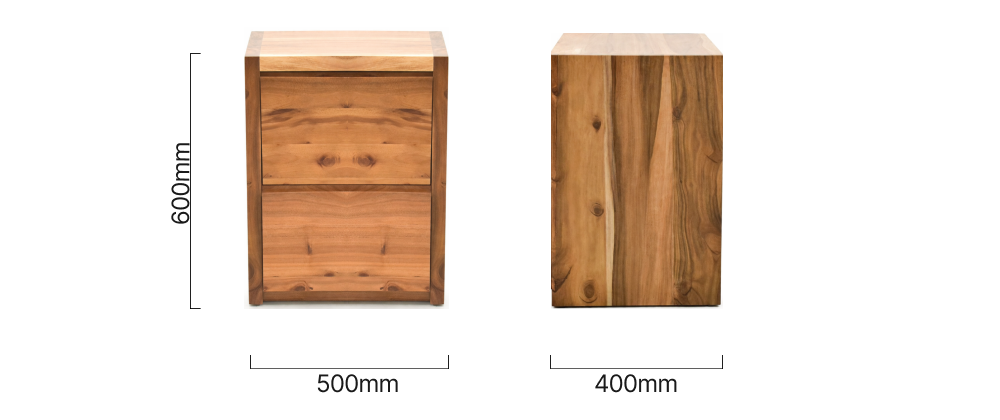 Linear_Bedside_Table_2_Drawers_BW_Dimensions