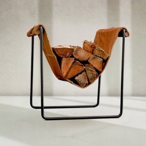 wood-carrier-leather-magazine-stand-woodstand- Firewood Log Carrier
