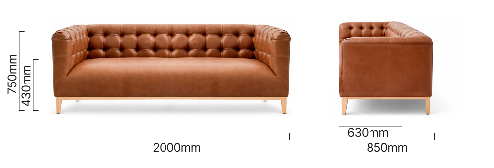 Barkly 3 seater couch Dimensions