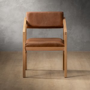 Jozi Leather Carver Chair Oak Butterscotch