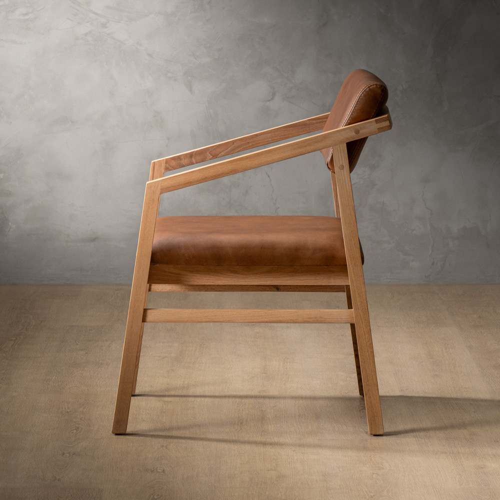 Jozi Leather Carver Chair Oak Butterscotch