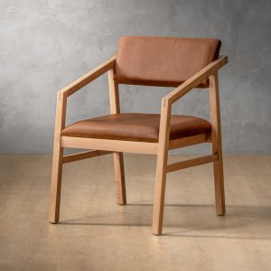 Jozi Leather Carver Chair Oak Butterscotch
