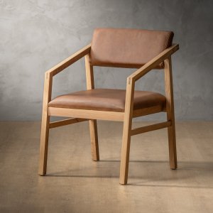 Jozi Leather Carver Chair Oak Butterscotch