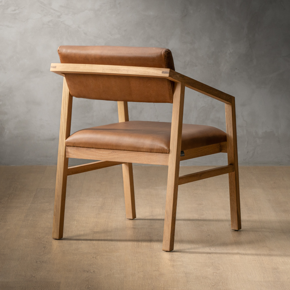 Jozi Leather Carver Chair Oak Butterscotch