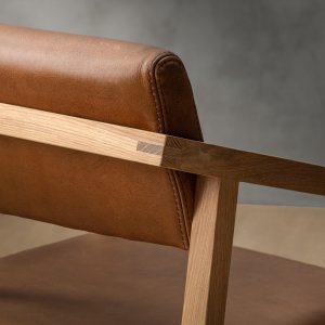 Jozi Leather Carver Chair Oak Butterscotch