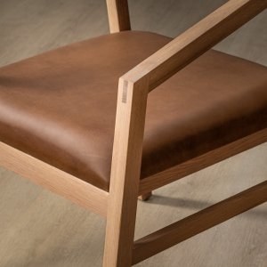 Jozi Leather Carver Chair Oak Butterscotch