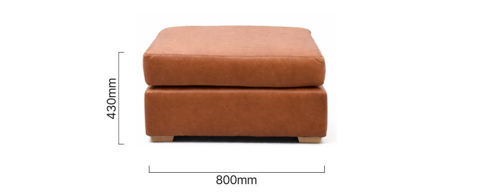 Clanwilliam Leather Ottoman Ginger Dimensions