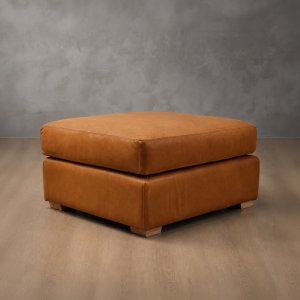 Clanwilliam Leather Ottoman Ginger