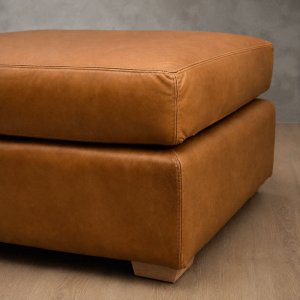 Clanwilliam Leather Ottoman Ginger