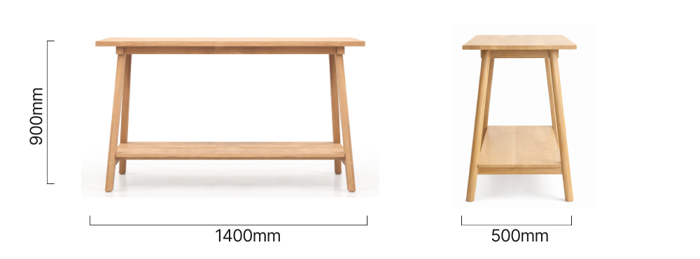 Griekwa Light Server with shelf 1.4m Oak Dimesnions